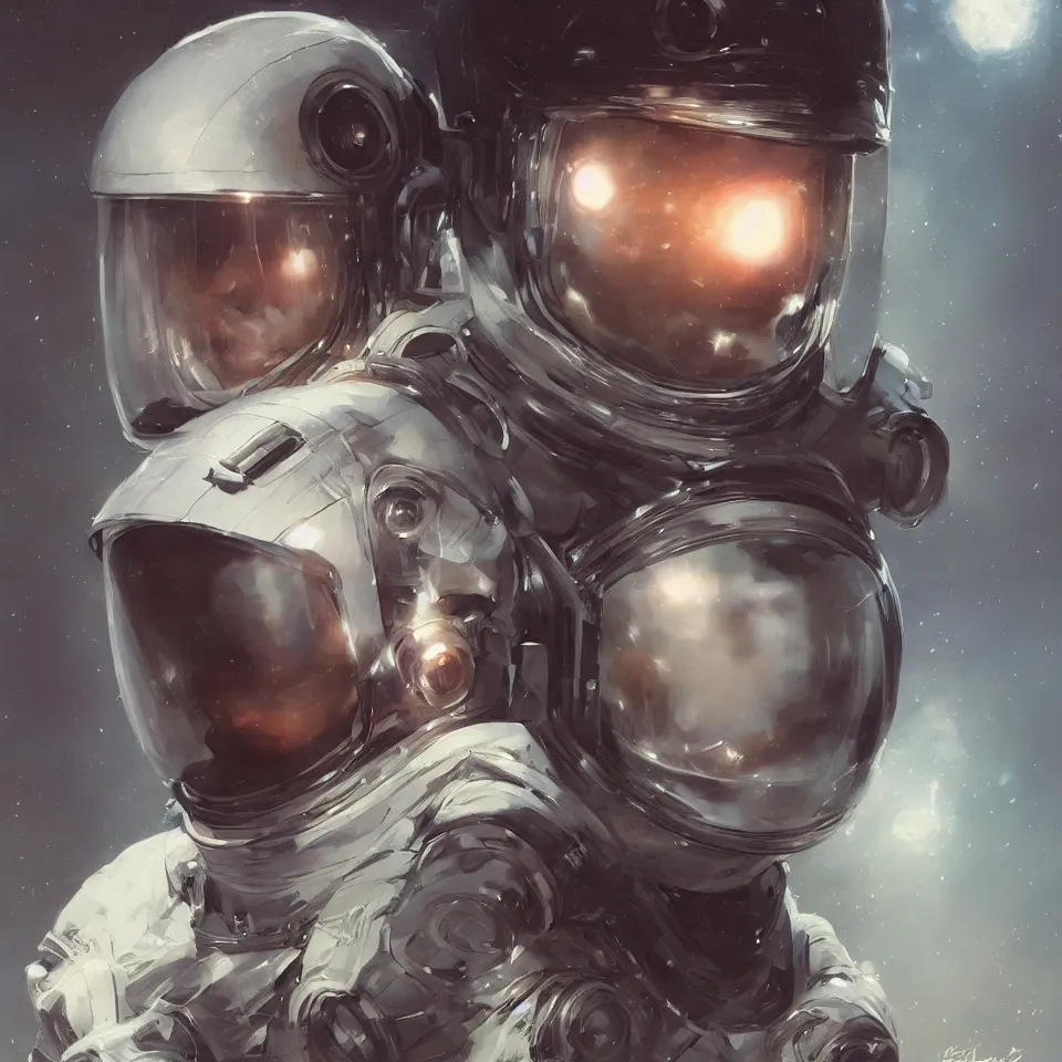 Image similar to astronaut helmet, detailed portrait, intricate complexity, by greg rutkowski, cushart krentz, artgerm, ross tran, conrad roset, takato yomamoto, ilya kuvshinov. 4 k, beautiful, cinematic dramatic atmosphere, portrait lighting