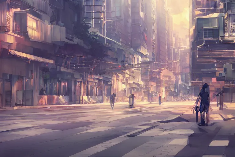 Image similar to dystopian singapore empty street, by wlop, poster, anime key visual,