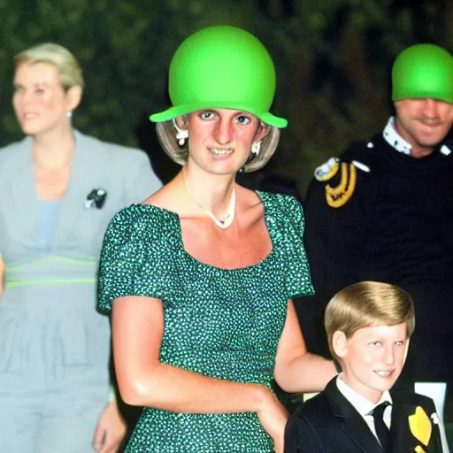 Image similar to princess diana abducted by green aliens in a ufo