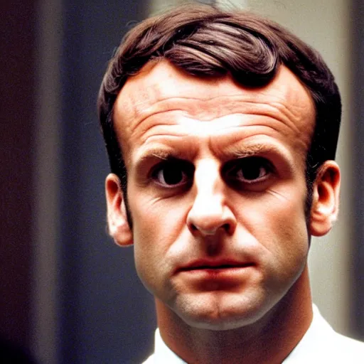 Image similar to extremely detailed face of Emmanuel Macron in American Psycho (1999)