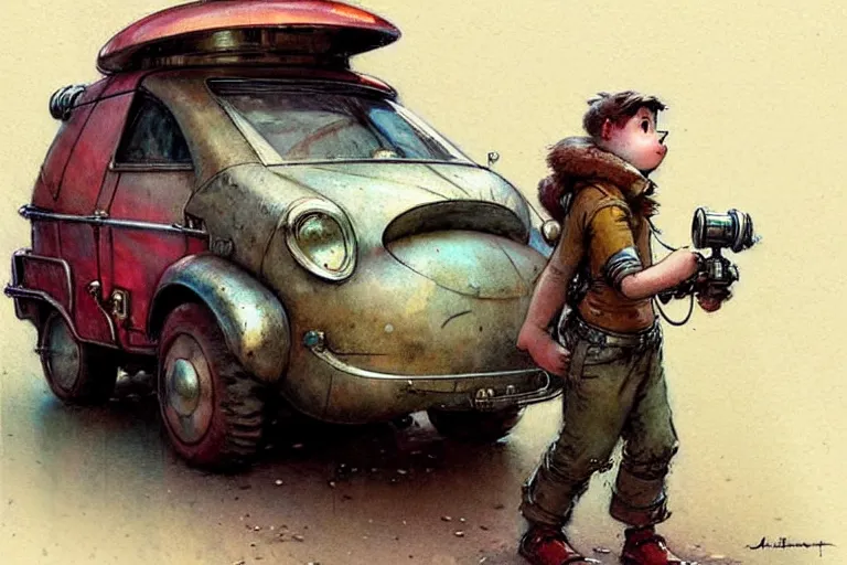 Image similar to adventurer ( ( ( ( ( 1 9 5 0 s retro future robot android fat rat wagon. muted colors. ) ) ) ) ) by jean baptiste monge!!!!!!!!!!!!!!!!!!!!!!!!! chrome red