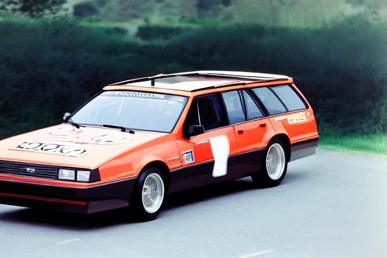 Image similar to designed by giorgetto giugiaro touring race car 1 9 8 8 ford fairmont wagon estate, ektachrome photograph, volumetric lighting, f 8 aperture, cinematic eastman 5 3 8 4 film