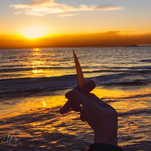 Prompt: crab ( holding a knife in its claw ) nature photography, golden hour