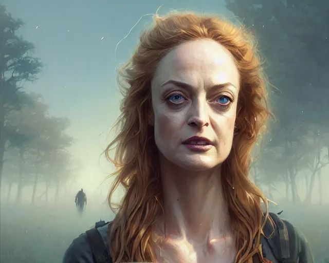 Prompt: highly detailed portrait of heather graham, in the walking dead, stephen bliss, unreal engine, fantasy art by greg rutkowski, loish, rhads, ferdinand knab, makoto shinkai and lois van baarle, ilya kuvshinov, rossdraws, tom bagshaw, global illumination, radiant light, detailed and intricate environment