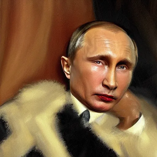 Prompt: painting of putin wearing makeup, John Singer Sargent style