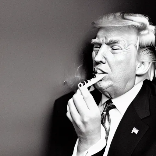 Image similar to a photo of donald trump smoking a cigar, award winning photograph