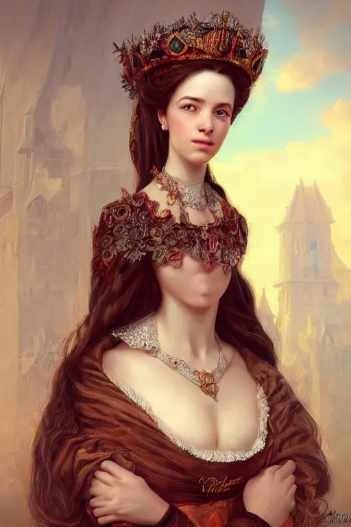 Prompt: rosalia vila i tobella, rosalia, highly detailed, spanish princess, highly detailed, digital painting, trending on artstation, concept art, sharp focus, illustration, art by artgerm, old masters, maher morcos