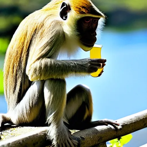 Prompt: monkey drinking capri-sun,