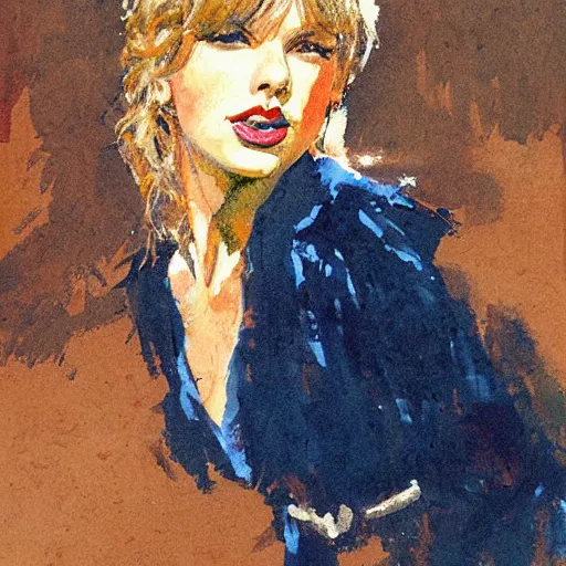 Image similar to romantic painted portrait of taylor swift by bernie fuchs