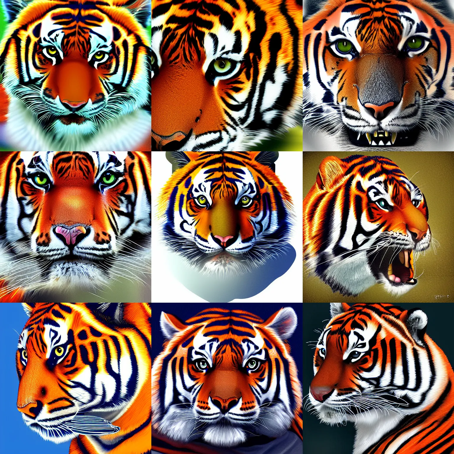 Prompt: auburn tiger, digital art