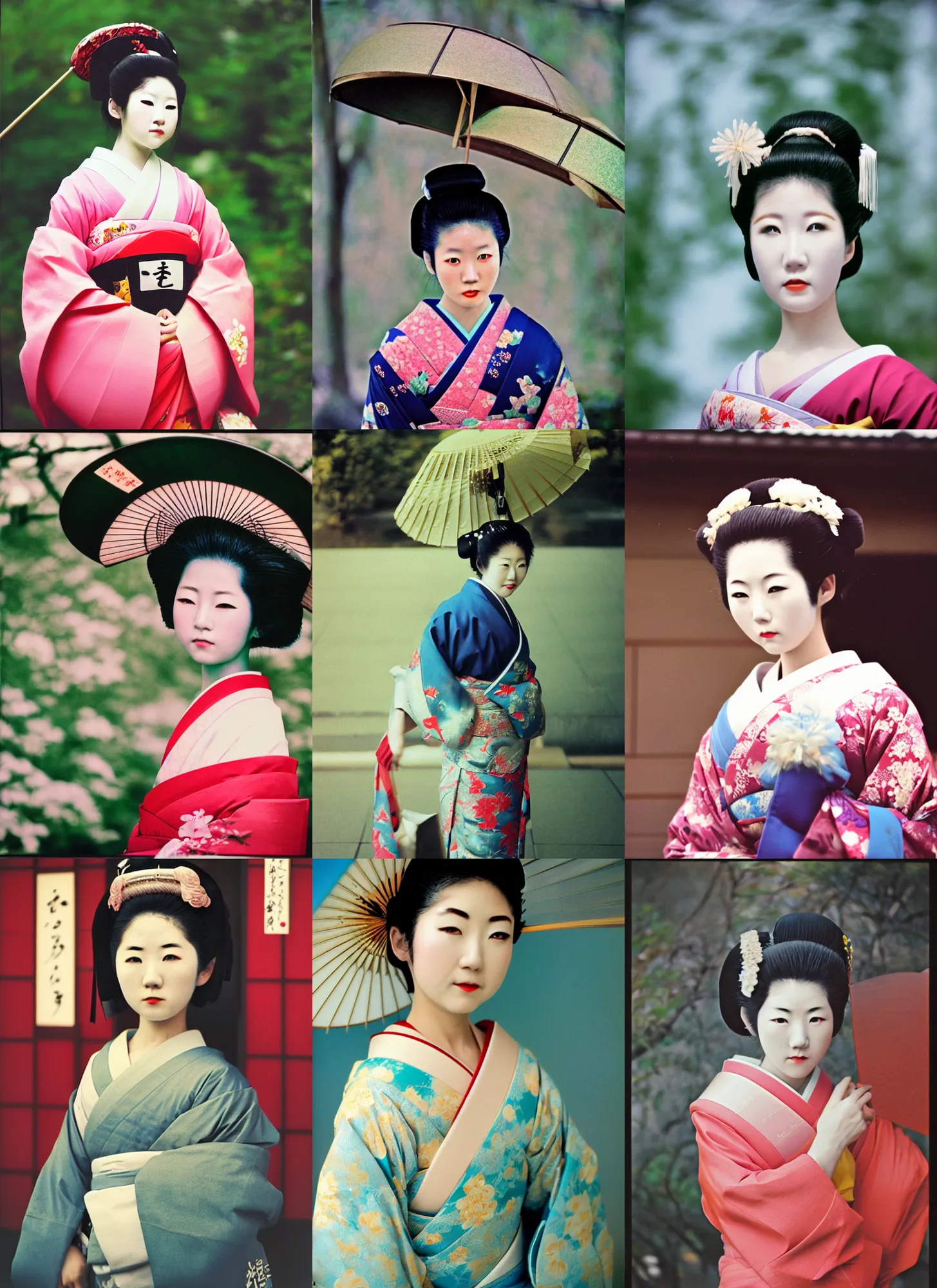 Prompt: Portrait Photograph of a Japanese Geisha Kodak Elite Chrome 100