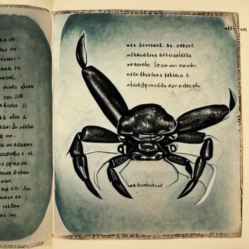 Prompt: a page of a journal describing what it is like to transform into a crab