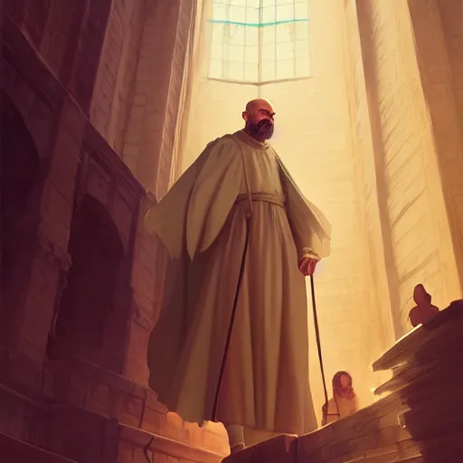 Image similar to portrait of saint ignatius of loyola, 4 k, concept art, by wlop, ilya kuvshinov, artgerm, krenz cushart, greg rutkowski, pixiv. cinematic dramatic atmosphere, sharp focus, volumetric lighting, cinematic lighting, studio quality