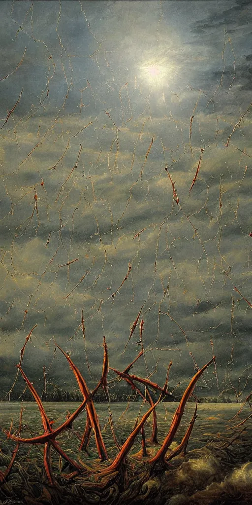 Image similar to thorns in the mud water drip by johfra bosschart sky realistic stormcloud with glimpses of flares