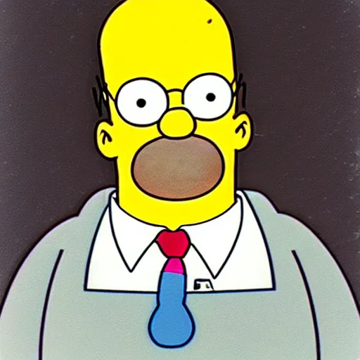 Image similar to a still polaroid photo of the real homer simpson