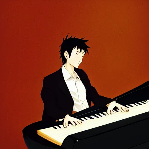 Image similar to portrait of the jazz pianist, anime fantasy illustration by tomoyuki yamasaki, kyoto studio, madhouse, ufotable, comixwave films, trending on artstation