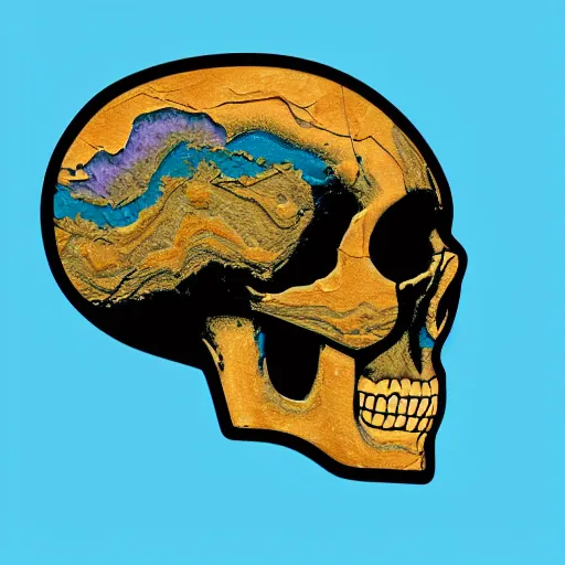 Prompt: hyperrealistic landsat image of a river flowing in the shape of a skull, detailed, 4k, vector, contrasting colors, award winning, false colors