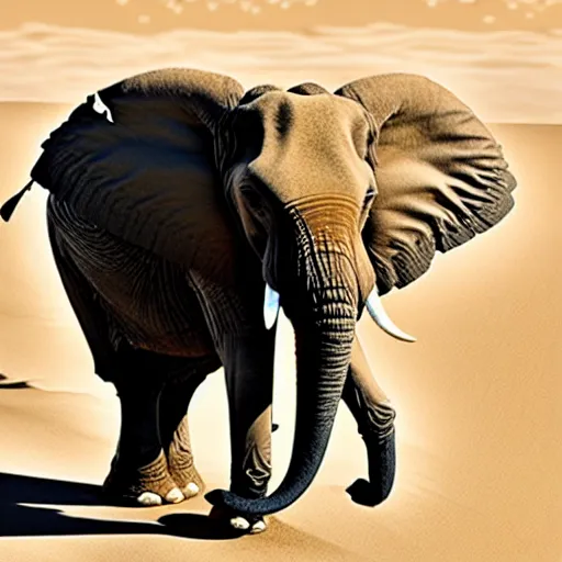 Image similar to real photo of an elephant made of sand