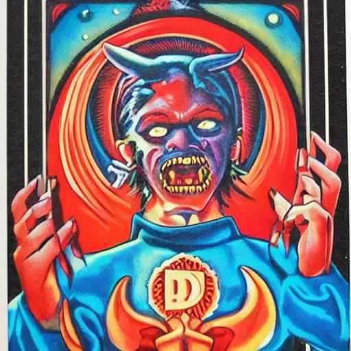 Image similar to loteria el diablito, studio photo