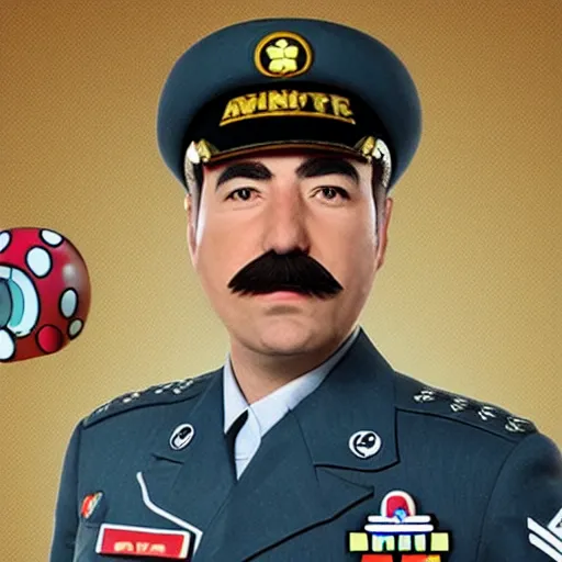 Image similar to mario as air force commander, hyper realistic,