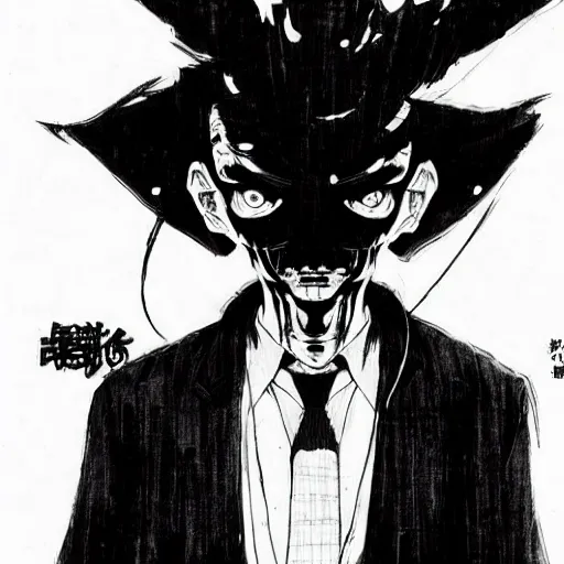 Image similar to Mr Bean looking sinister, by Tsutomu Nihei, highly detailed