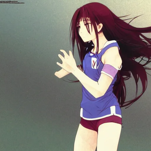 Image similar to a girl is running, sport clothing, anime style, long hair, hair down, symmetrical facial features, from yowamushi pedal, hyper realistic, octane, rule of thirds, extreme detail, detailed drawing, trending pixiv, realistic lighting, by alphonse mucha, greg rutkowski, sharp focus, backlit, high budget show, realistic anatomy