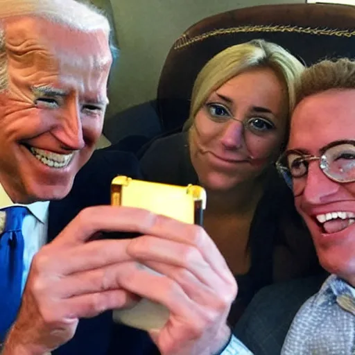 Image similar to earthworm Jim taking a selfie with Joe Biden