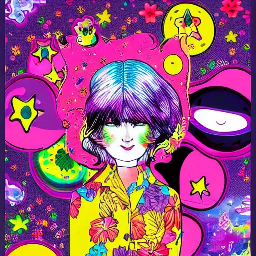 Prompt: Lisa Frank and Junji Into collaboration