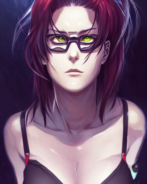 Image similar to a portrait of revy from black lagoon manga, symmetrical eyes, symmetrical face, art by lois van baarle and loish and ross tran and rossdraws and sam yang and samdoesarts and artgerm, digital art, highly detailed, intricate, sharp focus, trending on artstation hq, deviantart, unreal engine 5, 4 k uhd image