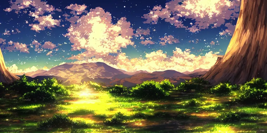 Image similar to beatiful hd anime landscape, nigth