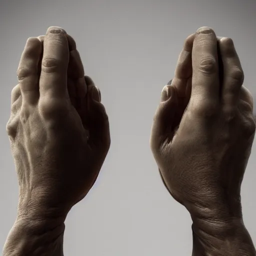 Image similar to The hands of god and death, vertical symmetry, extreme hand detail, photorealistic digital art, by Asher Duran and Greg Rutkowski, 8k, octane render