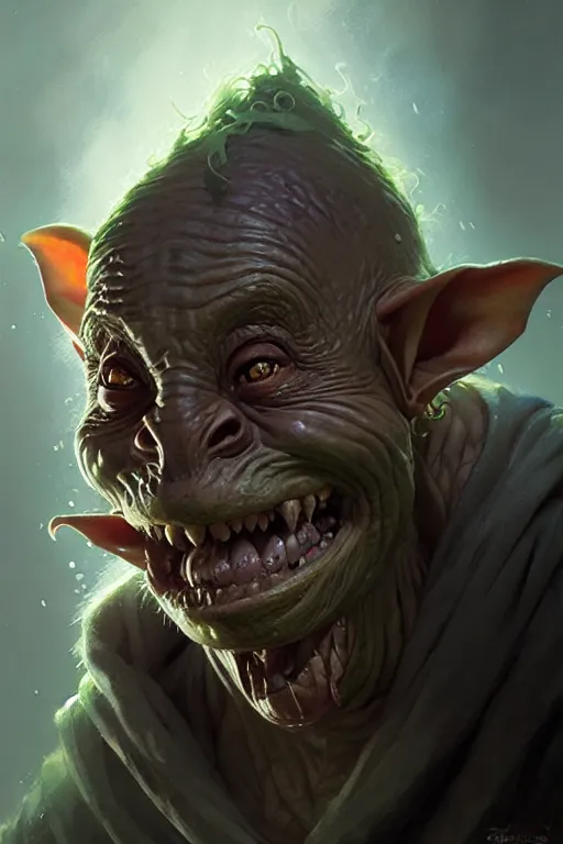 Image similar to elder goblin portrait, by bayard wu, anna podedworna, gaston bussiere, greg rutkowski