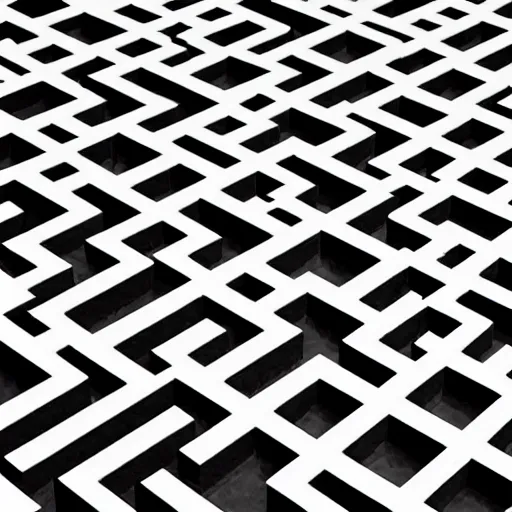 Image similar to isometric projection maze monochrome identical people
