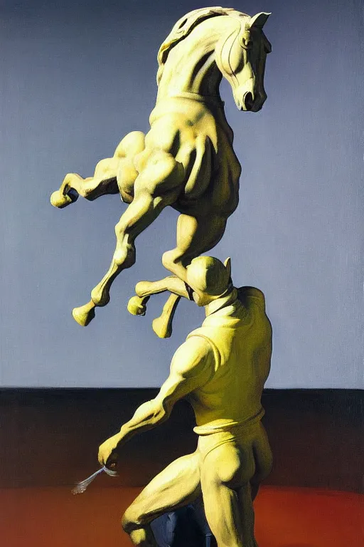 Image similar to statue of a horse in the hands of an astronaut, highly detailed painting by francis bacon, edward hopper, adrian ghenie, gerhard richter, and james jean soft light 4 k,