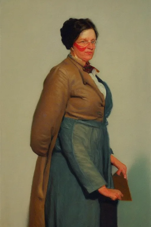 Image similar to a woman doctor, painting by by ralph grady james, jean christian biville