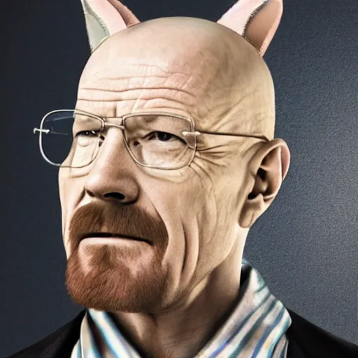 Image similar to walter white wearing cat ears,