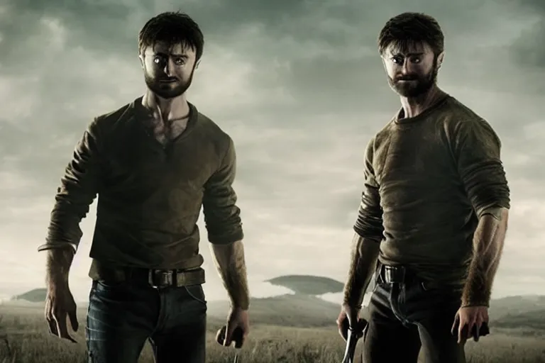 Image similar to Daniel Radcliffe as Wolverine in 'Logan 2' (2023), movie still frame, promotional image, imax 70 mm footage, oscar nominated cinematography, volumetric lighting, 8k resolution