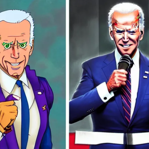 Image similar to Joe Biden in JoJo's Bizarre Adventure