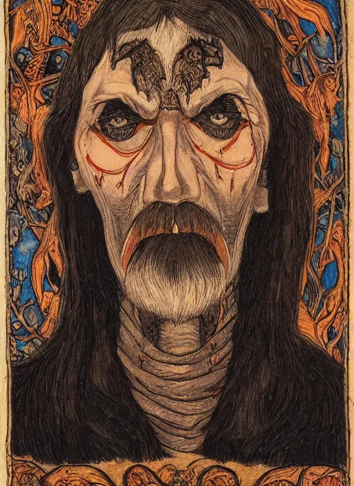 Image similar to portrait of likho ; scary slavic tale ; ivan bilibin style ; 8 k ; sharp focus