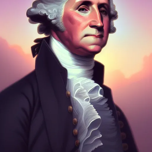 Prompt: ultra realist photographer george washington by dan mumford, yusuke murata, makoto shinkai, ross tran, cosmic, heavenly, god rays, intricate detail, cinematic, 8 k, cel shaded, unreal engine, featured on artstation, pixiv