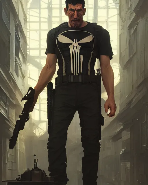 Prompt: highly detailed vfx portrait of the punisher, stephen bliss, unreal engine, greg rutkowski, loish, rhads, beeple, makoto shinkai and lois van baarle, ilya kuvshinov, rossdraws, tom bagshaw, alphonse mucha, global illumination, detailed and intricate environment