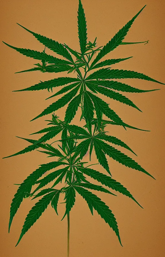 Image similar to botanical illustration of cannabis plant