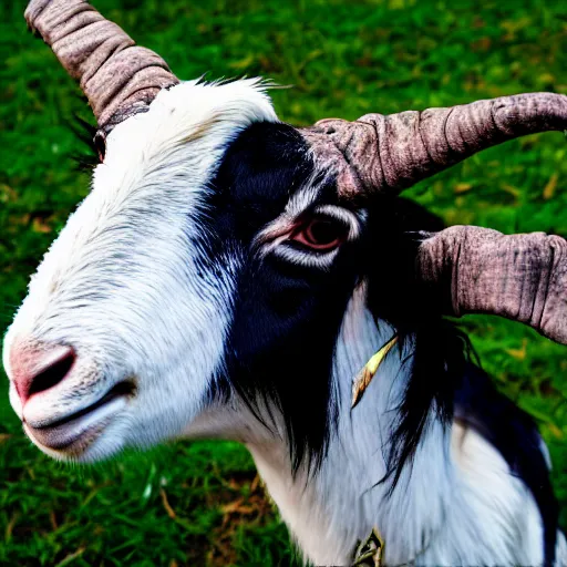 Image similar to andy milonakis as a goat, goat body, human head, anthropomorphic, 4 k, photorealistc, high details