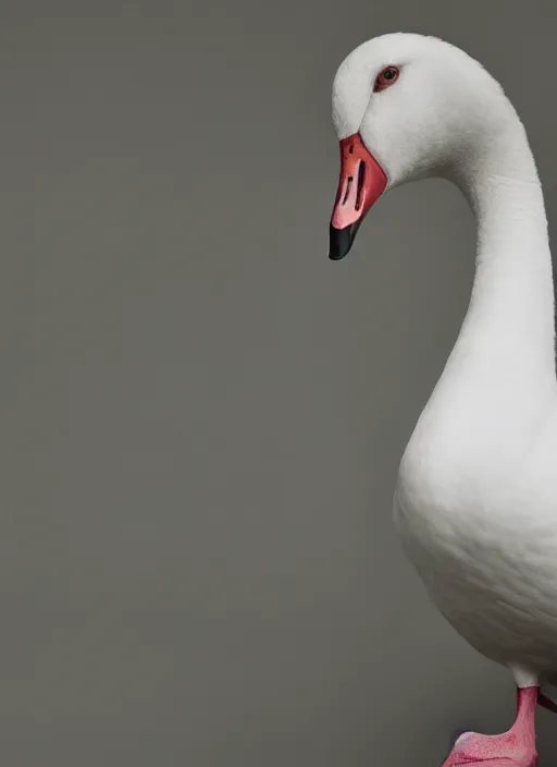 Image similar to ryan gosling fused with a white goose, natural light, bloom, detailed face, magazine, press, photo, steve mccurry, david lazar, canon, nikon, focus