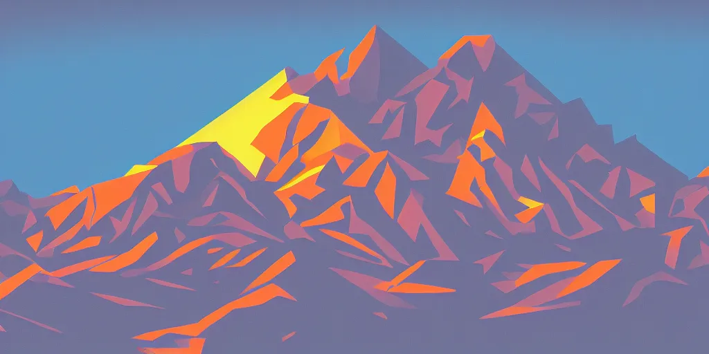 Image similar to sunrise mountain vector illustration digital art by albers josef trending on artstation