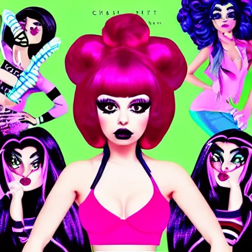Prompt: “Charli XCX Crash 2022 album cover in Monster High art style”