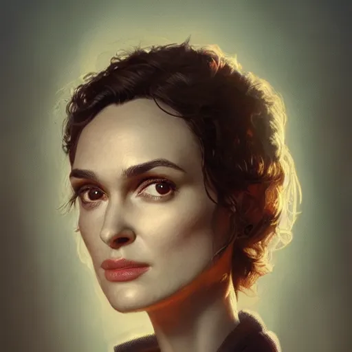Prompt: highly detailed portrait en buste of winona ryder kiera knightley, greg rutkowski, ilya kuvshinov, frank frazetta, tom bagshaw, tom whalen, global illumination, god rays