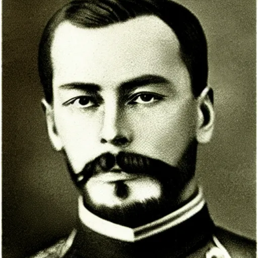 Image similar to a photograph of tsar nicholas ii as iron man