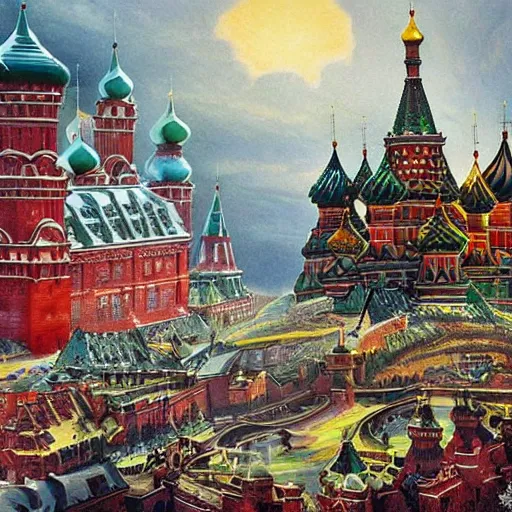 Image similar to fantasy_artwork_hyper_detailed_very_very_very_very_very_very_very_very_very_very_very_very_very_very_very_very_very beautiful painting of Dragon invasion of Moscow, matte painting