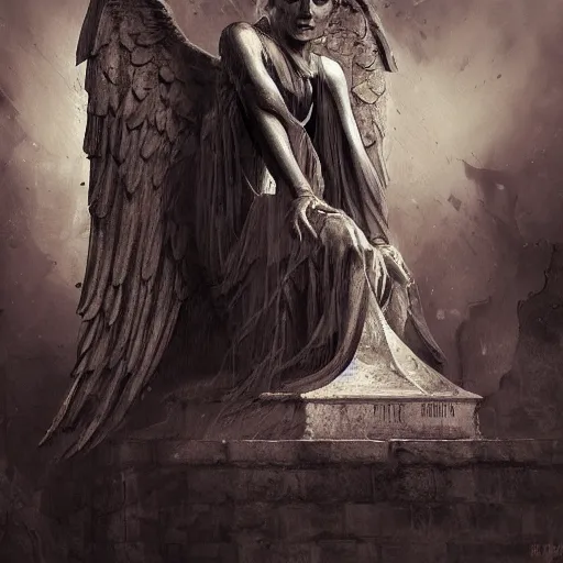 Image similar to the weeping angel by raymond swanland, highly detailed, dark tones